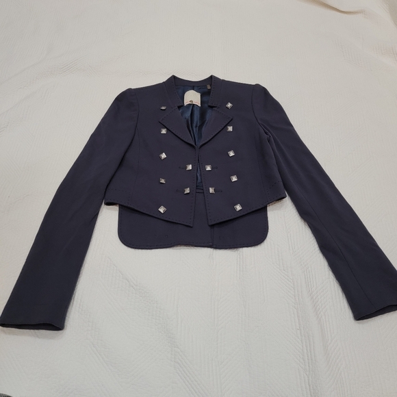 Rebecca Taylor ponte tuxedo navy studded blazer. - Picture 7 of 17